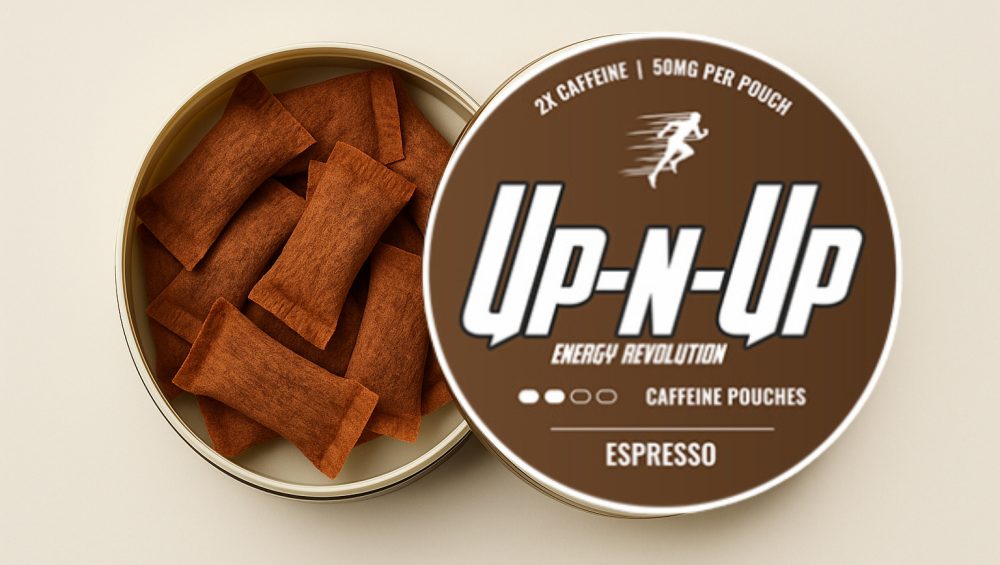 Caffeine pouches in tin container