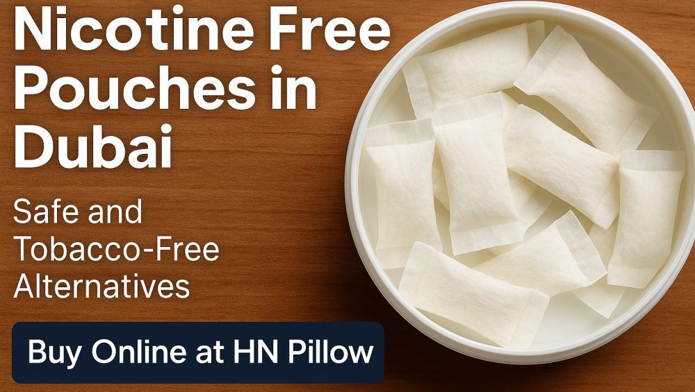 Nicotine free pouches in Dubai displayed in container